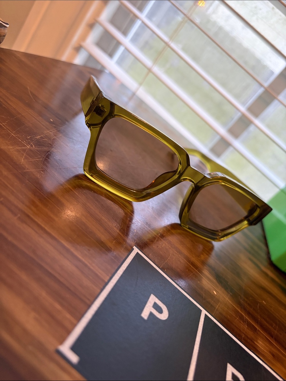 Olive Green Square Frame Sunglasses